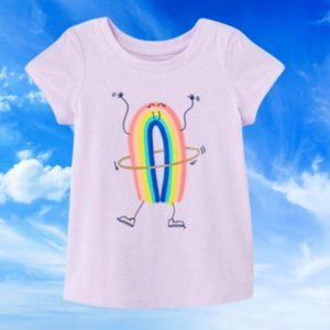 Girls' Short Sleeve Rainbow Hula Hoop T-Shirt In Purple, Sizes 12 months to 5T